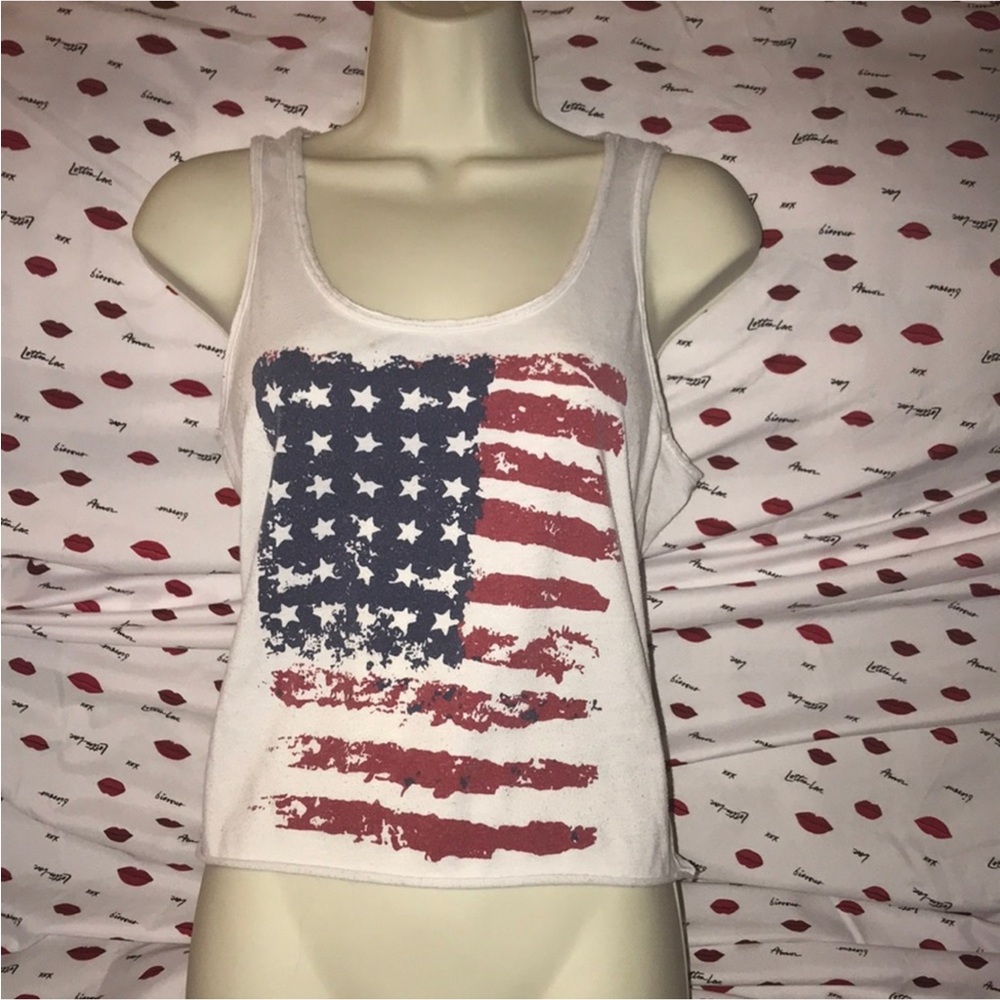 Liu Si Ran medium Women’s White Flag Tank Top - Distressed American Print
